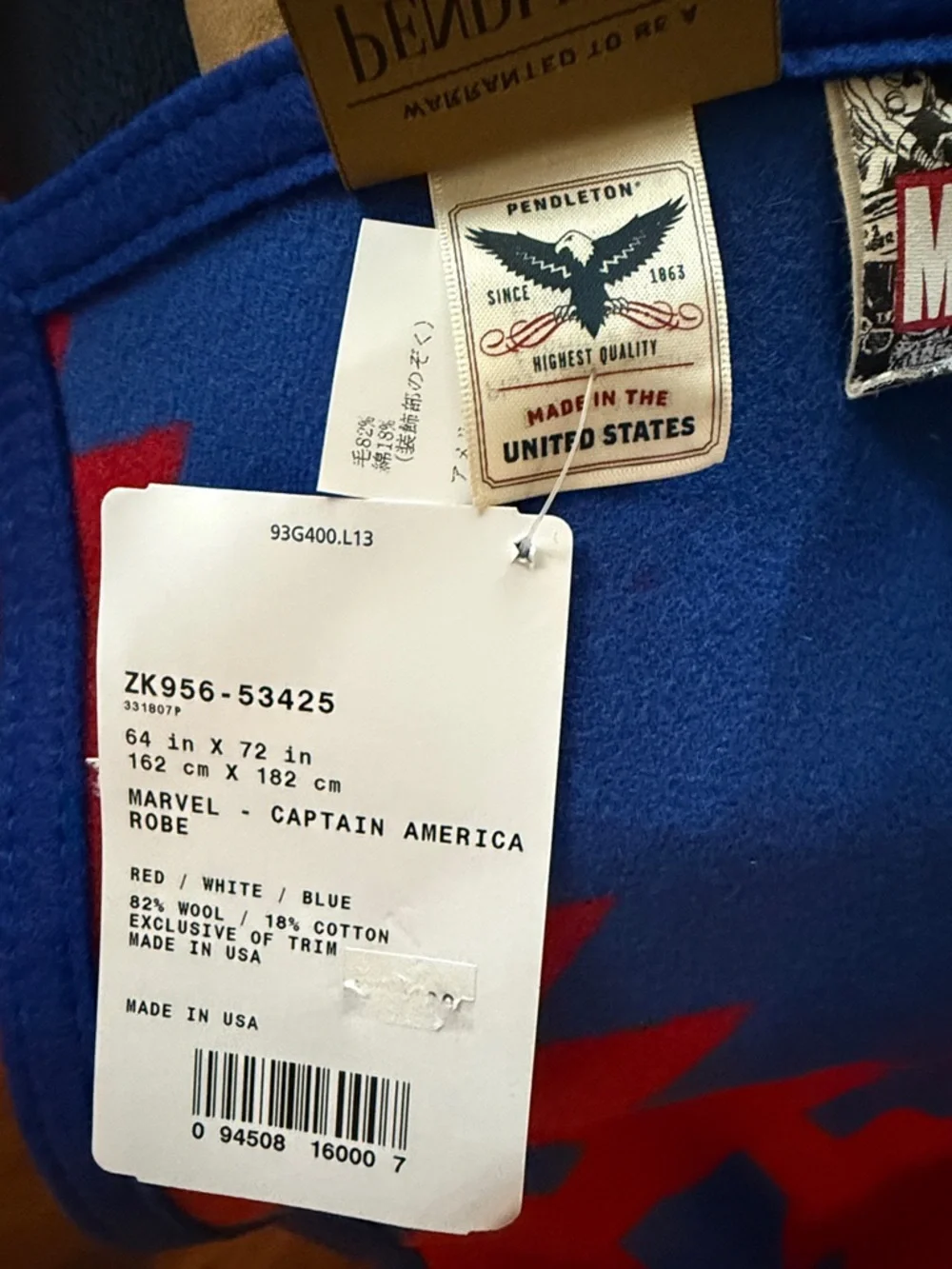Special Edition!!!! The Pendleton Captain America Blanket # 620 of 1939!! - Picture 6 of 7
